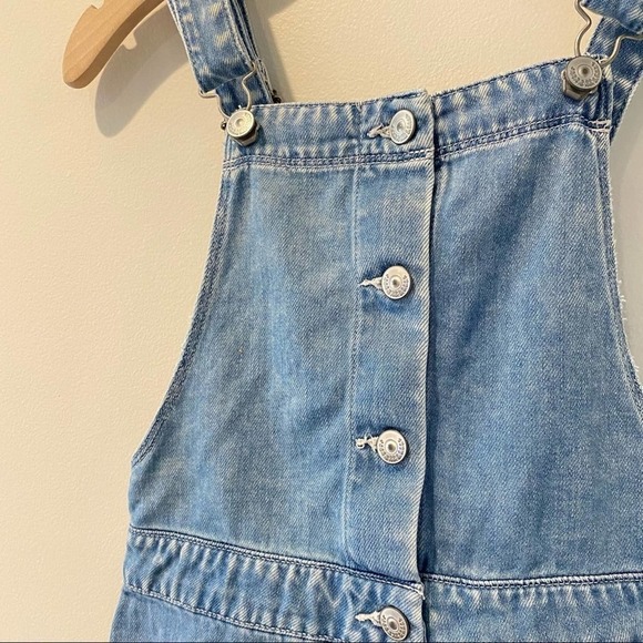 H&M Denim Overall Button Pinafore Dress in Light Wash Size 34/US 4 XS - Picture 7 of 14